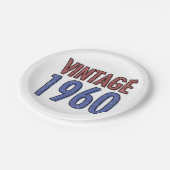 Vintage 60e verjaardag 1960 papieren bordje (Gekanteld)