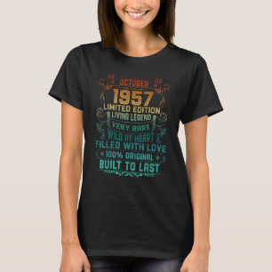 Vintage 65 jaar oud oktober 1957 65e verjaardag t-shirt
