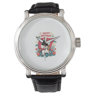 Vintage 67th Birthday Unicorn Rainbow Cute Cartoon Horloge