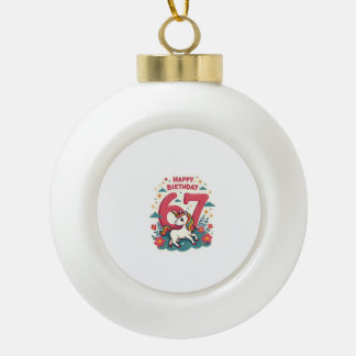 Vintage 67th Birthday Unicorn Rainbow Cute Cartoon Keramische Bal Ornament