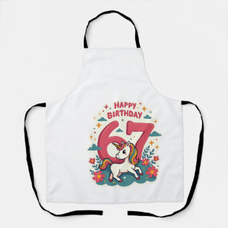 Vintage 67th Birthday Unicorn Rainbow Cute Cartoon Schort