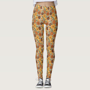 vintage 70-er jaren stijl bloemen/bloemig leggings