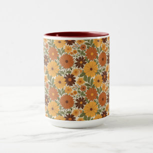 vintage 70-er jaren stijl bloemen/bloemmotief mok