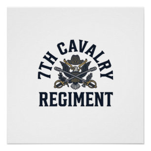 Vintage 7e Cavalerie Regiment Borstprint Ontwerp_1 Perfect Poster