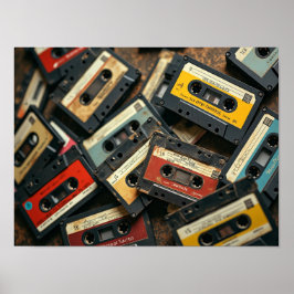 Vintage 80s Cassette Tape Retro Audio Nostalgia Poster