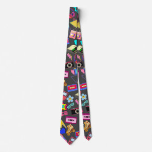 Vintage 80's Pattern 01.w 2 DGrey BG Stropdas