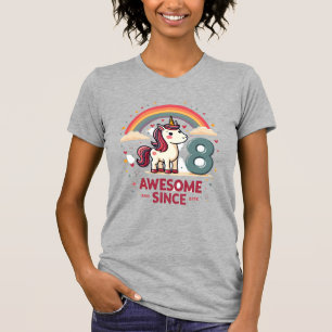 Vintage 8 Geweldig Sinds 2018 Eenhoorn Verjaardag  T-shirt
