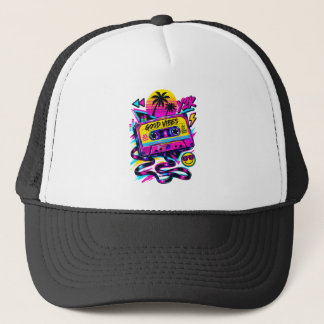 Vintage 90s Retro Cassette Neon Cyberpunk Trucker Pet