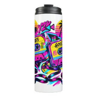 Vintage 90s Retro Cassette Neon Stainless Steel Tr Thermosbeker