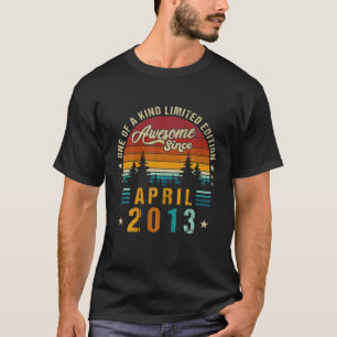 Vintage 9 e verjaardag Geweldige sinds april 2013 T-shirt