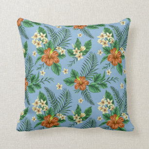 Vintage à l'apparence d'étoffe Coussin bleu et o