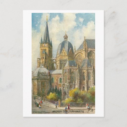 Vintage Aachen Germany Cathedral Briefkaart (Voorkant)