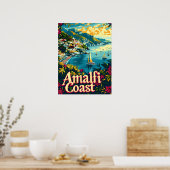 Vintage aan de kust van Amalfi Poster (Keuken)