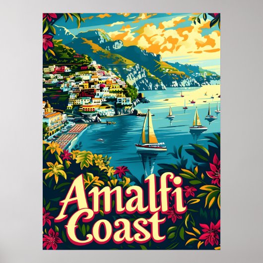 Vintage aan de kust van Amalfi Poster (Voorkant)