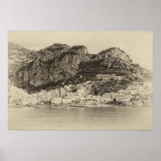 Vintage aan de kust van Amalfi Poster