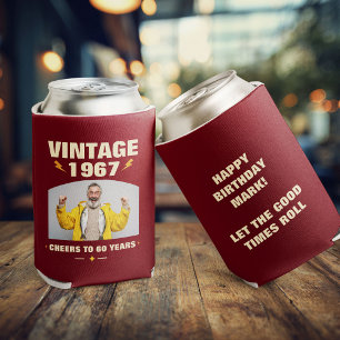 Vintage aangepast jaar verjaardagsfeest cadeautje blikjeskoeler