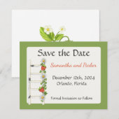 Vintage Aardbei Ladder Save The Date (Voorkant / Achterkant)