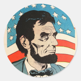 Vintage Abraham Lincoln USA Flag Illustration Ronde Sticker
