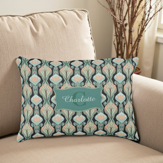Vintage Abstract Botanisch Monogram Bloempatroon Accent Kussen