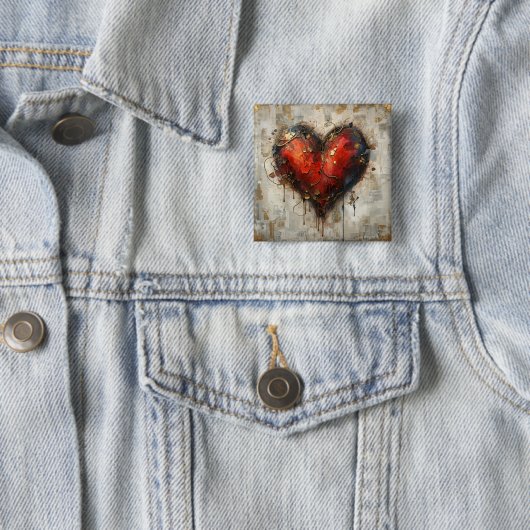 Vintage Abstract Hearts - Button (In situ)