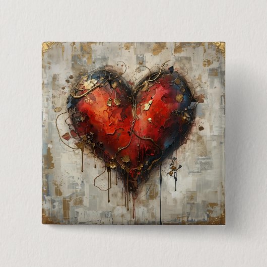 Vintage Abstract Hearts - Button (Voorkant)