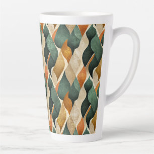 Vintage Abstracte Art Deco Blad Aardtint Latte Mok