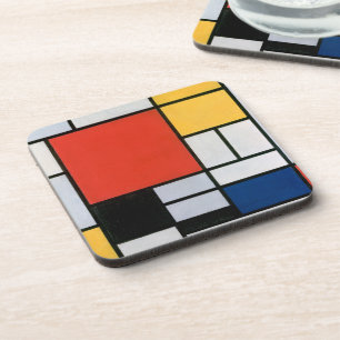 Vintage Abstracte Compositie van Piet Mondrian Bier Onderzetter