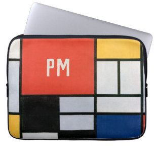 Vintage Abstracte Compositie van Piet Mondrian Laptop Sleeve