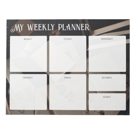 Vintage Academia Weekly Planner Notitieblok (Voorkant)