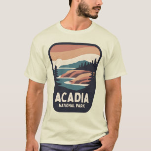 Vintage Acadia National Park Maine Kust Badge D T-shirt