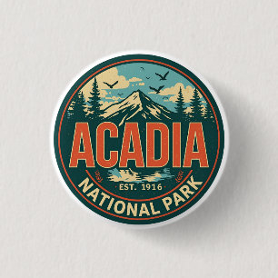 Vintage Acadia National Park natuur geschenken uit Ronde Button 3,2 Cm