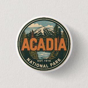 Vintage Acadia National Park natuur geschenken uit Ronde Button 3,2 Cm