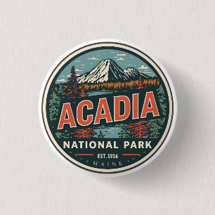 Vintage Acadia National Park outdoor natuur gesche Ronde Button 3,2 Cm
