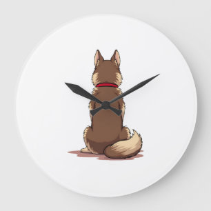 Vintage achteraanzicht Husky-hond Illustratie Brui Grote Klok