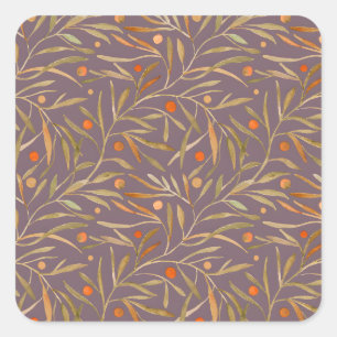 Vintage-achtig blauw botanisch patroon vierkant vierkante sticker