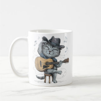 Vintage Acoustic Blues Cat Playing Guitar Blues Mu Koffiemok