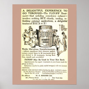 Vintage AD 1913 Weight Reduction Cream FATOFF Poster