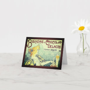 Vintage Ad Biscuits Chocolat Delacre Note Kaart