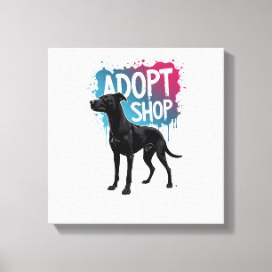 Vintage Adopteer Niet Winkelen Hond Graffiti Reddi Canvas Afdruk