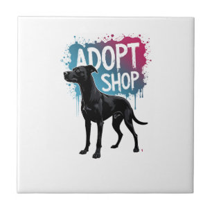 Vintage Adopteer Niet Winkelen Hond Graffiti Reddi Tegeltje
