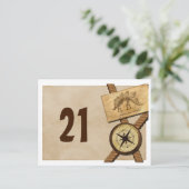 Vintage Adventure Mariage Numéro de table Carte po (Debout devant)