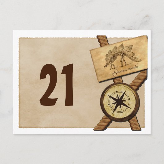 Vintage Adventure Mariage Numéro de table Carte po (Devant)