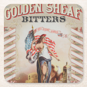 Vintage advertentie voor Golden Sheaf Bitters Vierkante Kartonnen Onderzetter