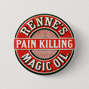 Vintage advertentie voor Renne's Pain Killing Magi Ronde Button 5,7 Cm