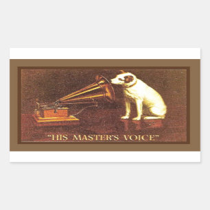 Vintage adverteren, zijn meesterstem rechthoekige sticker