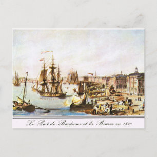 Vintage-afbeelding, Bordeaux-haven 1820 Briefkaart