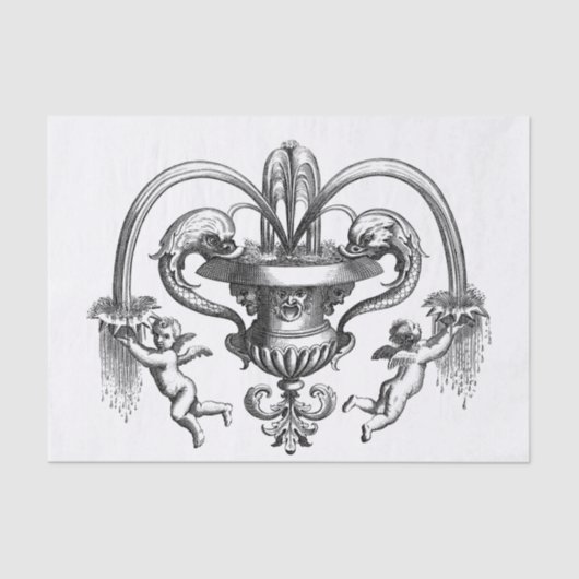 Vintage-afbeelding met Cherubs-ontkoppeling Tissuepapier (Voorkant)