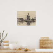Vintage-afbeelding, potloodschets, Enkhuizen-haven Poster (Keuken)