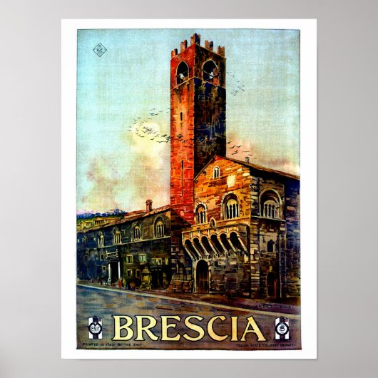 Vintage affiche de voyage italienne Brescia (Devant)