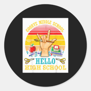 Vintage afscheid middelbare school eindexamen hell ronde sticker